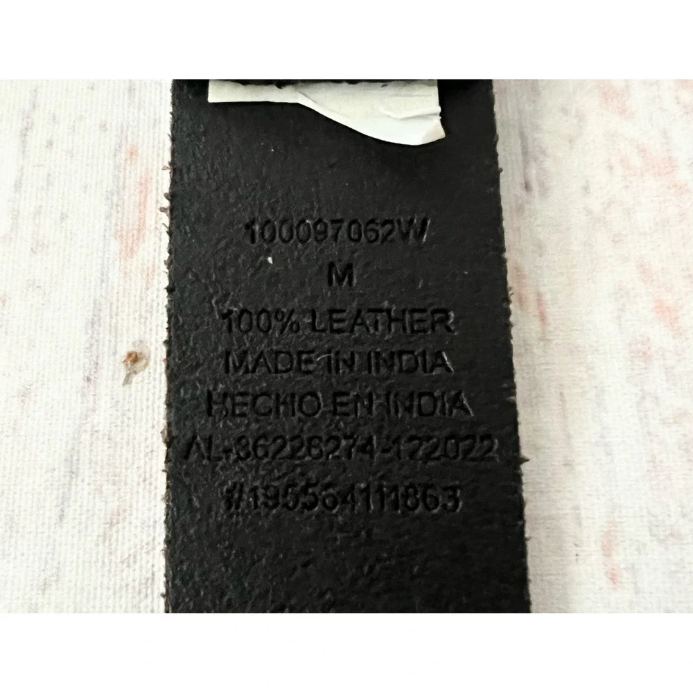 Kids Black 100% Leather Belt Size M Matte Black Buckle 100097062W